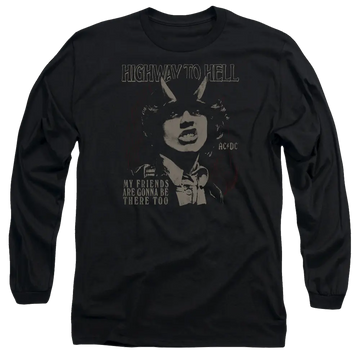 Black men's long sleeve t-shirt with AC/DC My Friends graphic