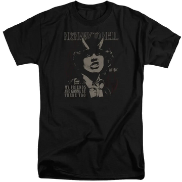 Black men's tall fit t-shirt with AC/DC My Friends graphic