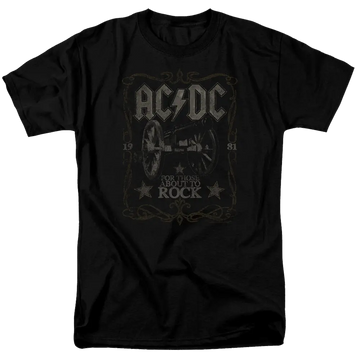 Black men's regular fit t-shirt with AC/DC Rock Label graphic
