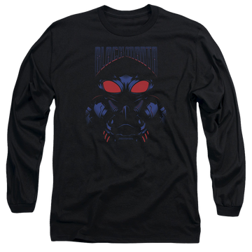 Black men's long sleeve t-shirt with Aquaman Movie Black Manta graphic