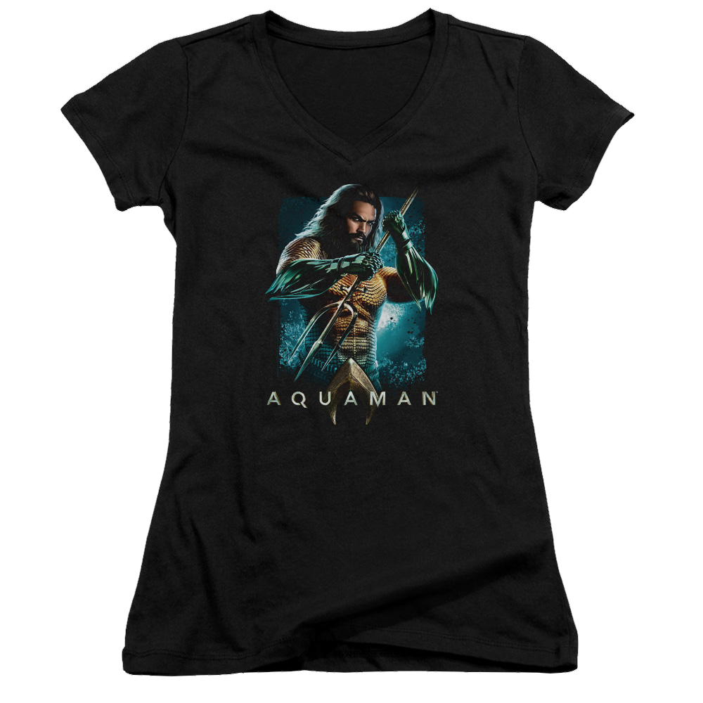 Aquaman Movie Trident - Juniors V-Neck T-Shirt Juniors V-Neck T-Shirt Aquaman   