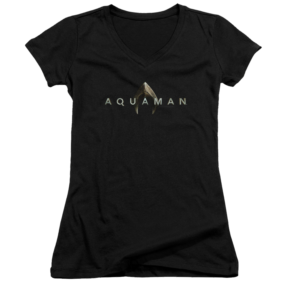 Aquaman Movie Logo - Juniors V-Neck T-Shirt Juniors V-Neck T-Shirt Aquaman   