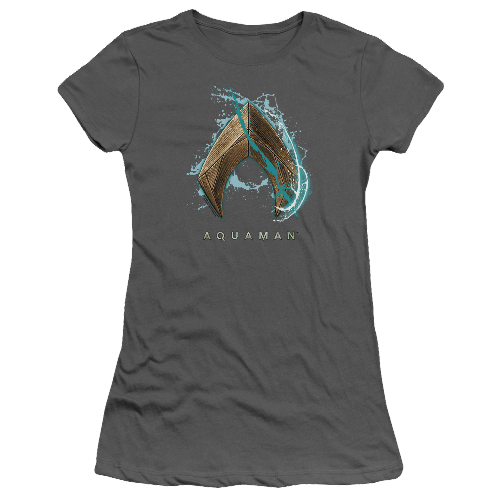 Aquaman Movie Water Shield - Juniors T-Shirt Juniors T-Shirt Aquaman   