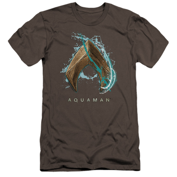 Charcoal men's premium slim fit t-shirt with Aquaman Movie Water Shield graphic