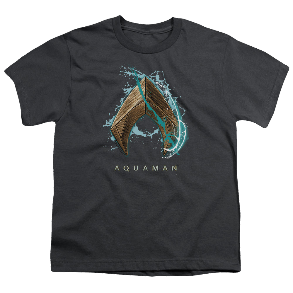 Aquaman Movie Water Shield - Youth T-Shirt Youth T-Shirt (Ages 8-12) Aquaman   