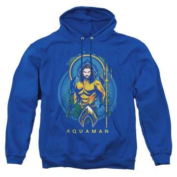 Black pullover hoodie with Aquaman Movie Aqua Nouveau graphic