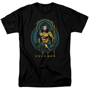 Black men's regular fit t-shirt with Aquaman Movie Aqua Nouveau graphic