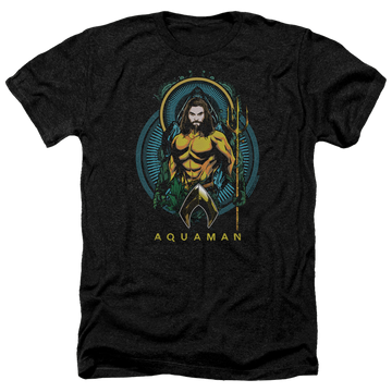Charcoal men's heather t-shirt with Aquaman Movie Aqua Nouveau graphic