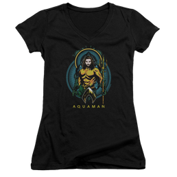 Aquaman Movie Aqua Nouveau - Juniors V-Neck T-Shirt Juniors V-Neck T-Shirt Aquaman   