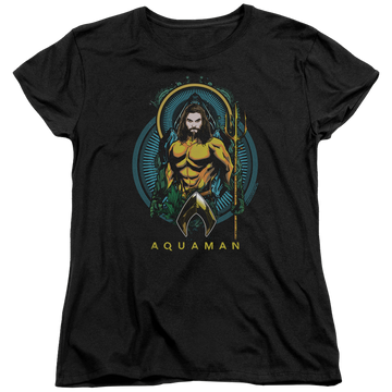 Black women's t-shirt with Aquaman Movie Aqua Nouveau graphic