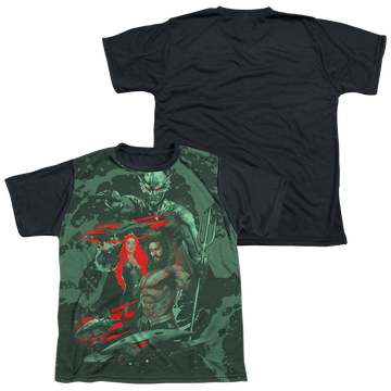 Aquaman Movie Good And Evil youth black back t-shirt for ages 8 to 12