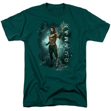 Hunter green men's regular fit t-shirt with Aquaman Movie Marine Life graphic