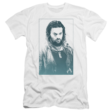 White men's premium slim fit t-shirt with Aquaman Movie Salt Of The Sea graphic