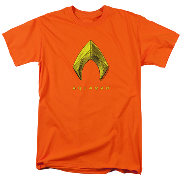 Orange men's regular fit t-shirt with Movie Aquaman Logo graphic