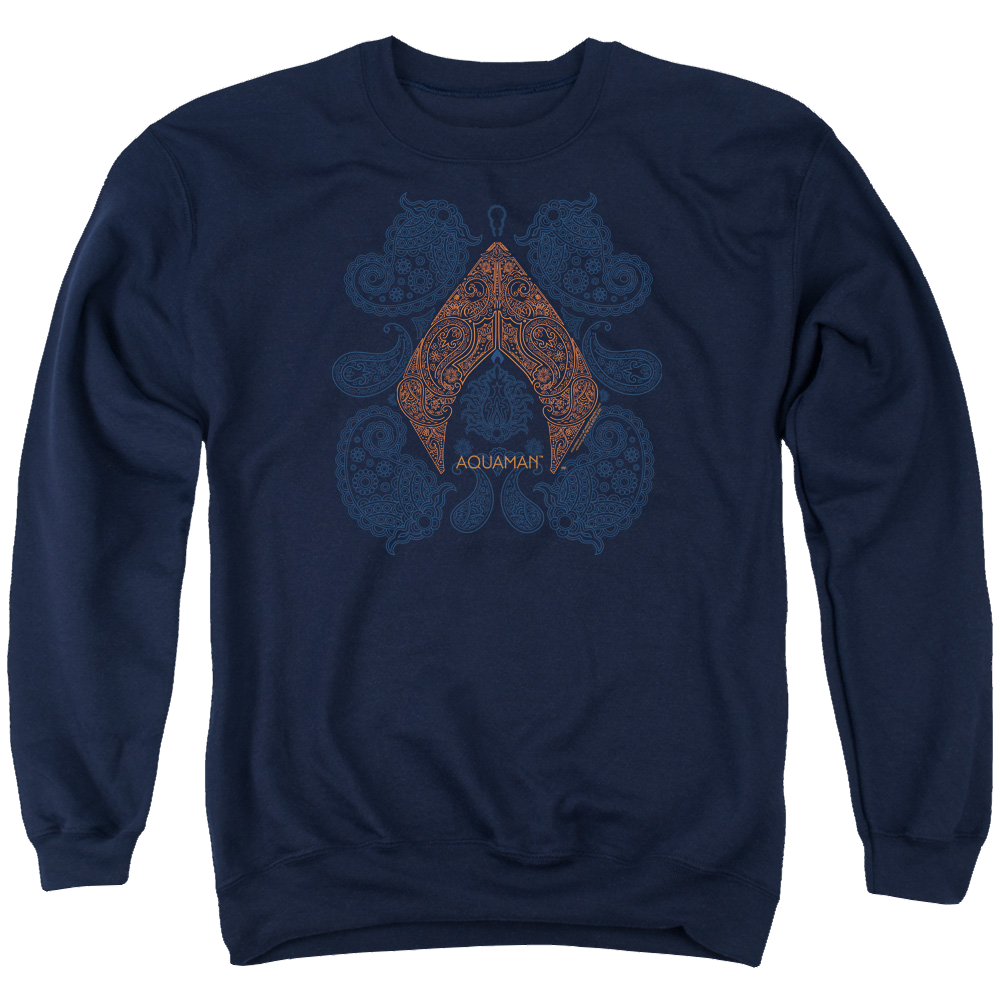 Aquaman Movie Aqua Paisley - Men's Crewneck Sweatshirt Men's Crewneck Sweatshirt Aquaman   