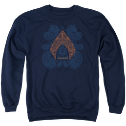 Aquaman Movie Aqua Paisley - Men's Crewneck Sweatshirt Men's Crewneck Sweatshirt Aquaman   