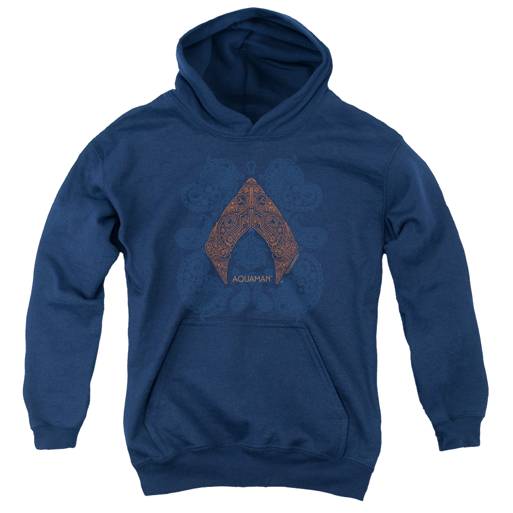 Aquaman Movie Aqua Paisley - Youth Hoodie Youth Hoodie (Ages 8-12) Aquaman   