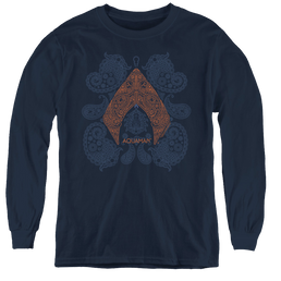 Aquaman Movie Aqua Paisley - Youth Long Sleeve T-Shirt Youth Long Sleeve T-Shirt Aquaman   
