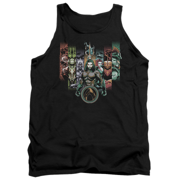 Black men's tank with Aquaman Movie Unite The Kingdoms graphic