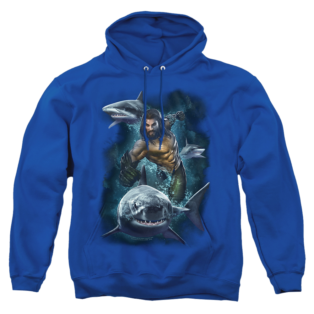 Aquaman Movie Swimming With Sharks - Pullover Hoodie Pullover Hoodie Aquaman   