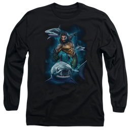 Aquaman Movie Swimming With Sharks - Men's Long Sleeve T-Shirt Men's Long Sleeve T-Shirt Aquaman   