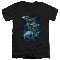 Aquaman Movie Swimming With Sharks - Men's V-Neck T-Shirt Men's V-Neck T-Shirt Aquaman   