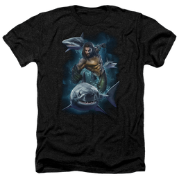 Aquaman Movie Swimming With Sharks - Men's Heather T-Shirt Men's Heather T-Shirt Aquaman   