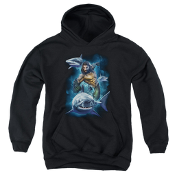 Aquaman Movie Swimming With Sharks - Youth Hoodie Youth Hoodie (Ages 8-12) Aquaman   