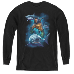 Aquaman Movie Swimming With Sharks - Youth Long Sleeve T-Shirt Youth Long Sleeve T-Shirt Aquaman   