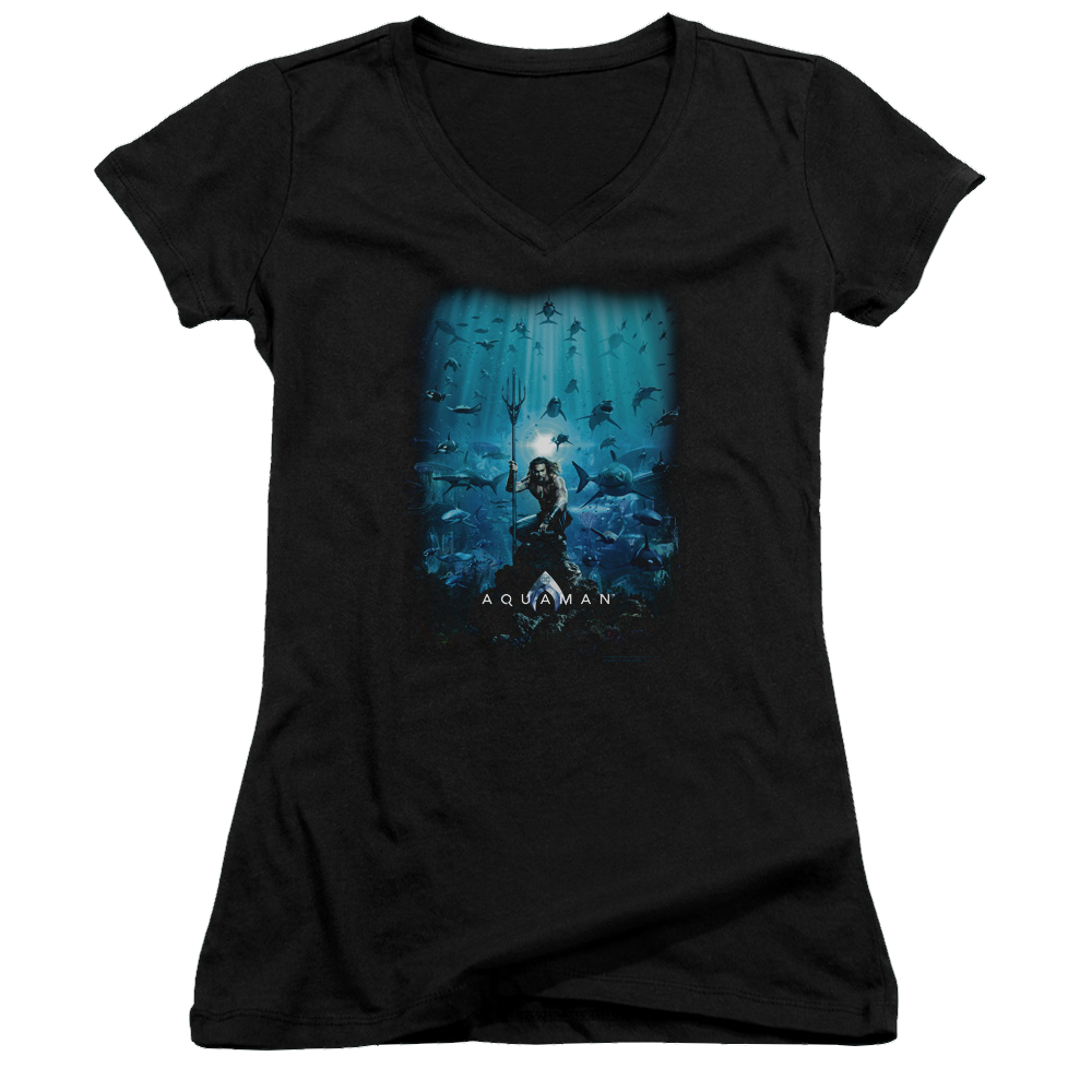 Aquaman Movie Poster - Juniors V-Neck T-Shirt Juniors V-Neck T-Shirt Aquaman   
