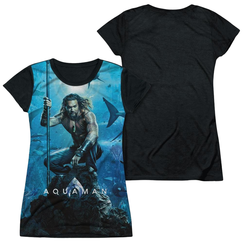 Aquaman Movie Poster - Juniors Black Back T-Shirt Juniors Black Back T-Shirt Aquaman   