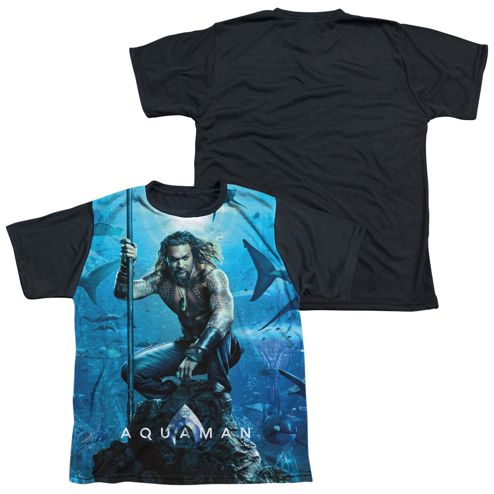 Aquaman Movie Poster - Youth Black Back T-Shirt Youth Black Back T-Shirt (Ages 8-12) Aquaman   