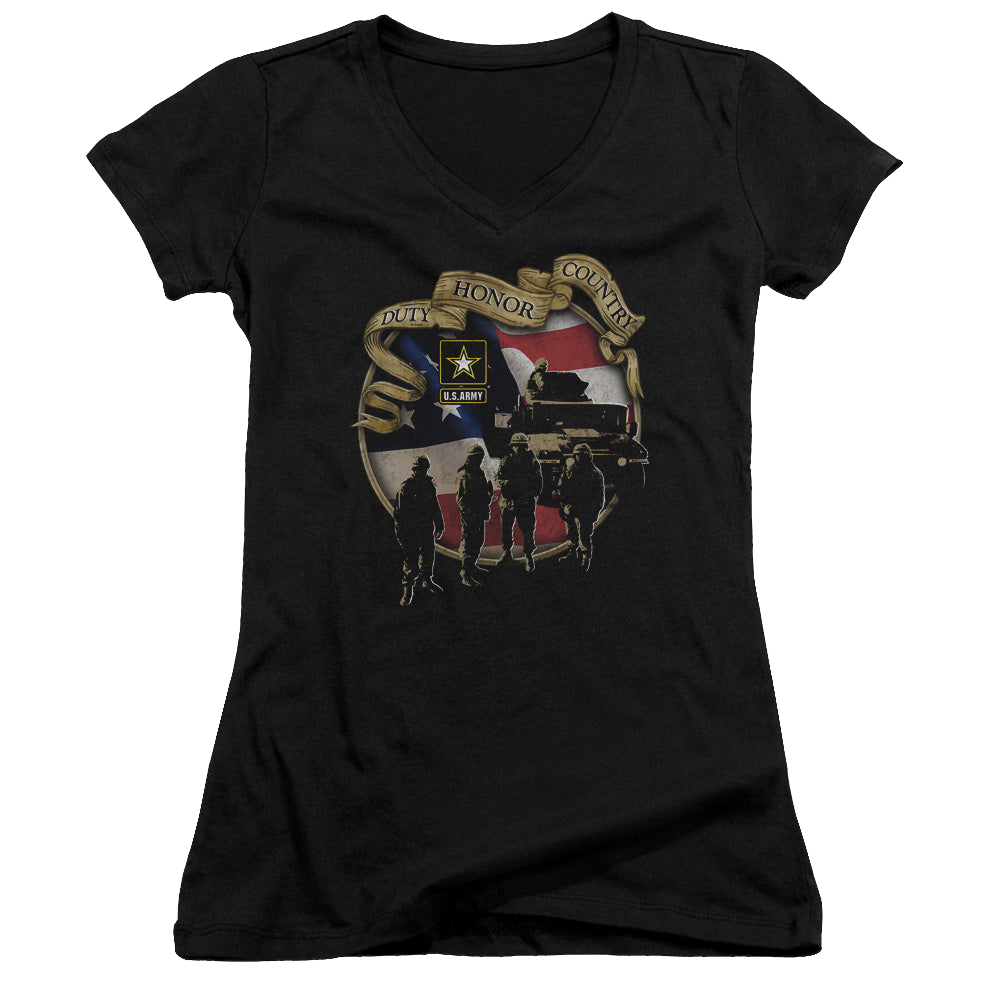 U.S. Army Duty Honor Country - Juniors V-Neck T-Shirt Juniors V-Neck T-Shirt U.S. Army   