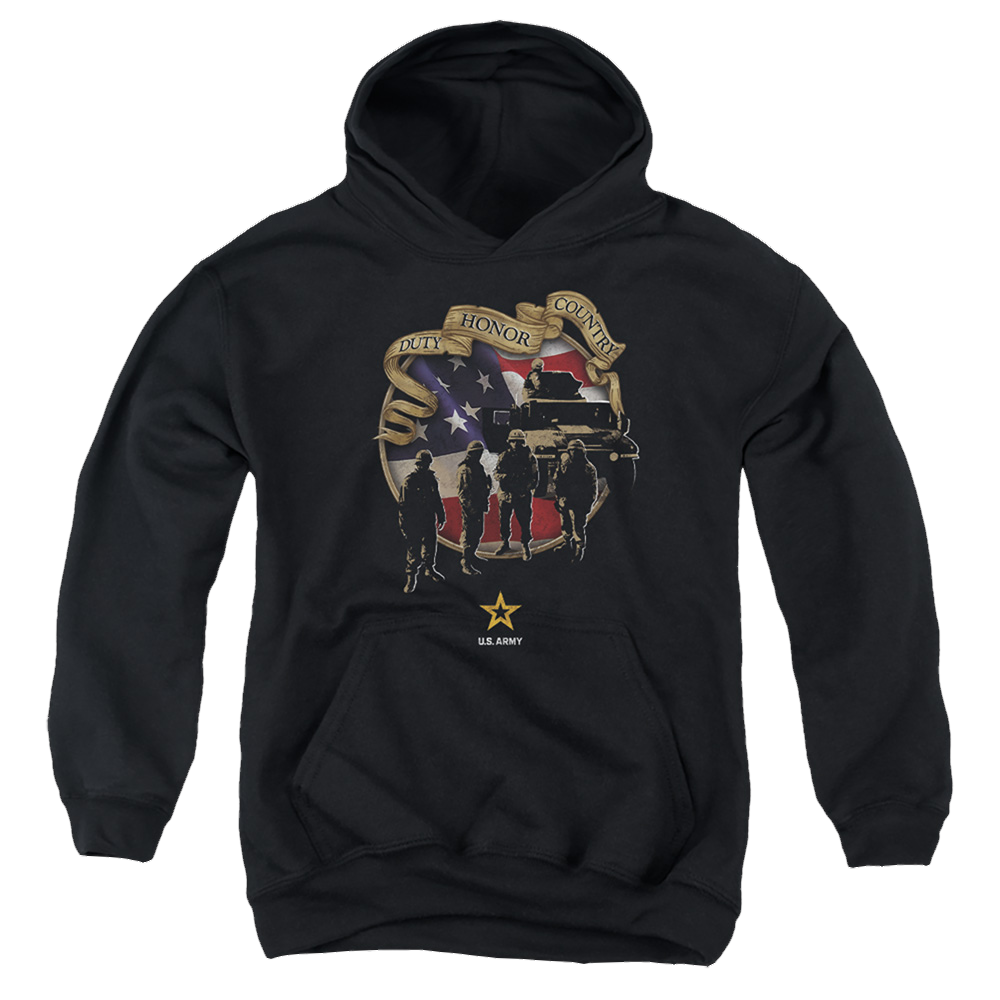 Army - Duty Honor Country Youth Pull-Over Hoodie Youth Hoodie (Ages 8-12) U.S. Army   