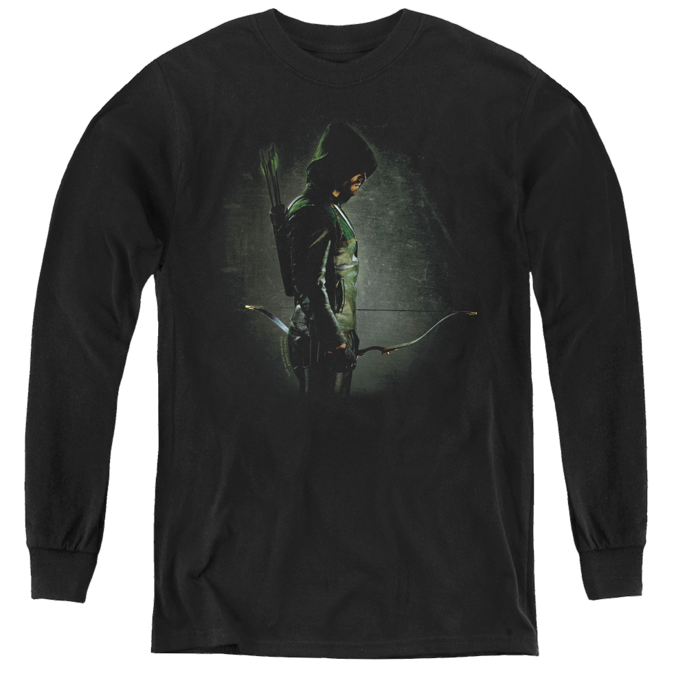 Arrow The Television Series In The Shadows - Youth Long Sleeve T-Shirt Youth Long Sleeve T-Shirt Green Arrow   