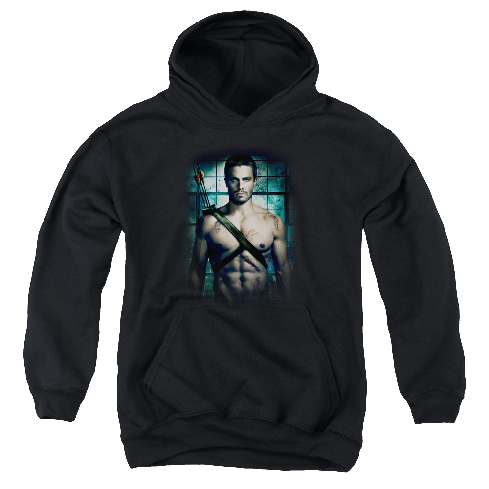 Arrow The Television Series Shirtless - Youth Hoodie Youth Hoodie (Ages 8-12) Green Arrow   