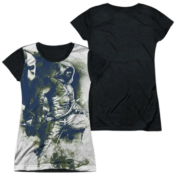 Arrow Spray Paint - Juniors Black Back T-Shirt Green Arrow