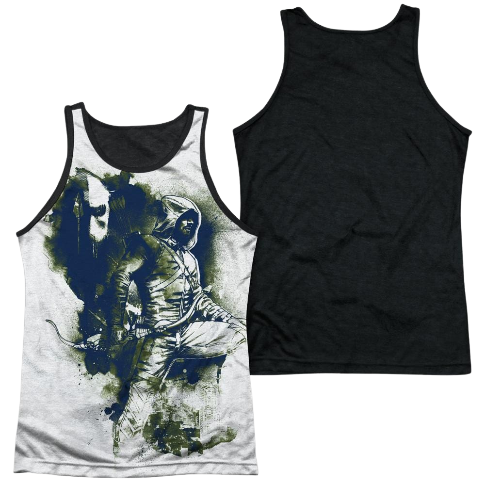 Arrow Spray Paint Men's Black Back Tank Men's Black Back Tank Green Arrow   