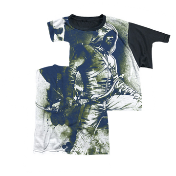 Arrow The Television Series Spray Paint - Youth Black Back T-Shirt Youth Black Back T-Shirt (Ages 8-12) Green Arrow   