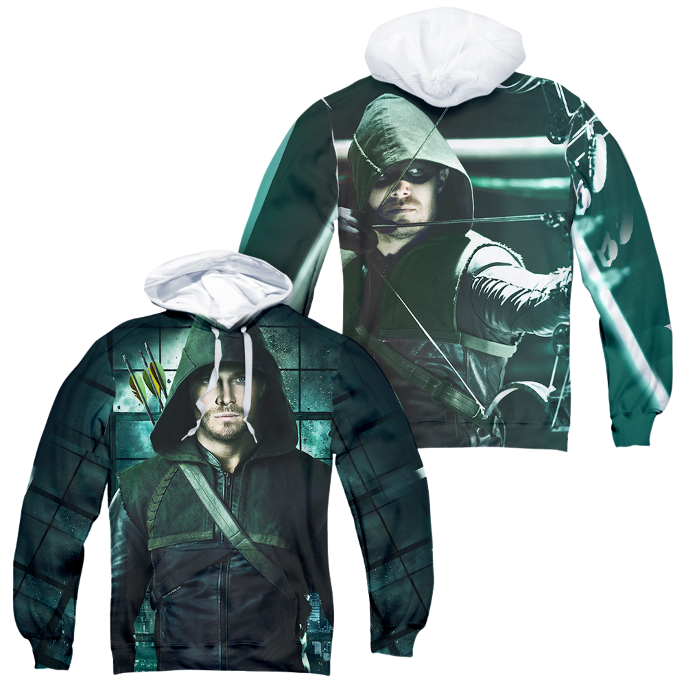 Arrow Two Sides - All-Over Print Pullover Hoodie All-Over Print Pullover Hoodie Green Arrow   