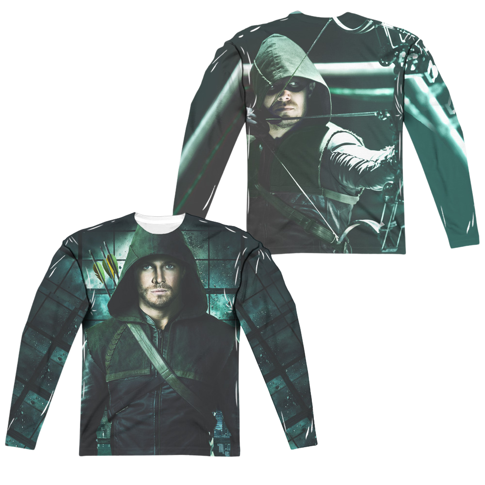 Arrow The Television Series Two Sides (Front/Back Print) - Men's All-Over Print Long Sleeve Men's All-Over Print Long Sleeve Green Arrow   