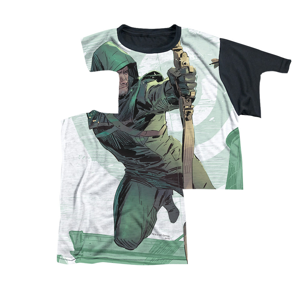 Arrow The Television Series City Bullseye - Youth Black Back T-Shirt Youth Black Back T-Shirt (Ages 8-12) Green Arrow   