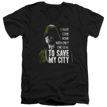 Arrow Save My City - Men's V-Neck T-Shirt Green Arrow