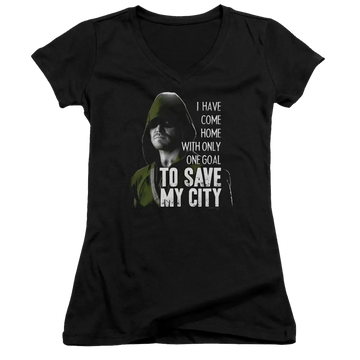 Arrow Save My City - Juniors V-Neck T-Shirt Green Arrow