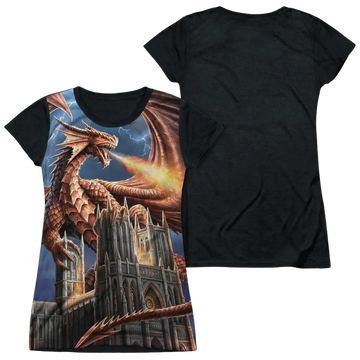 Anne Stokes Dragons Fury - Juniors Black Back T-Shirt Anne Stokes