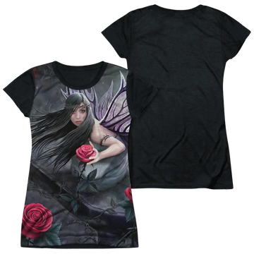 Anne Stokes Rose Fairy - Juniors Black Back T-Shirt Anne Stokes