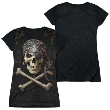 Anne Stokes Pirate Skulls - Juniors Black Back T-Shirt Anne Stokes
