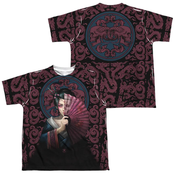 Anne Stokes Geisha Skull - Youth All-Over Print T-Shirt (Ages 8-12) Anne Stokes