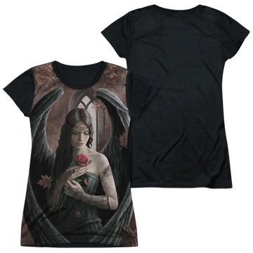 Anne Stokes Angel Rose - Juniors Black Back T-Shirt Anne Stokes