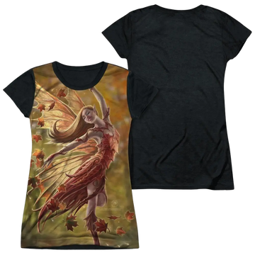 Anne Stokes Autumn Fairy - Juniors Black Back T-Shirt Anne Stokes